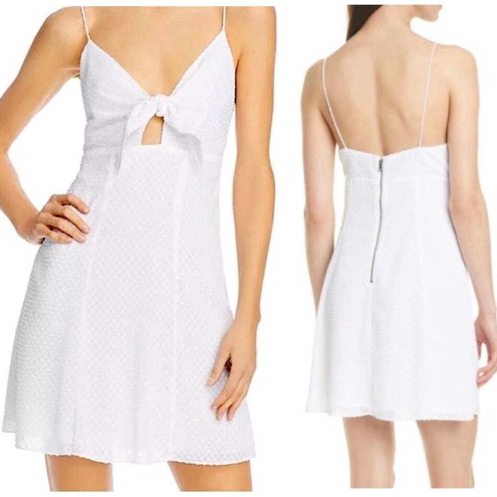 Alice + Olivia Roe Bow Tie Cut Out Front Textured White Cocktail Mini Dress 10